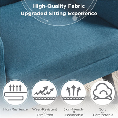 Yaheetech Navy Blue Fabric Armchair Tufted Accent Chair with Rubber Wooden Leg