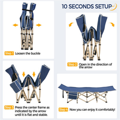 Yaheetech Navy Blue Metal Folding Camping Bed with Carry Bag