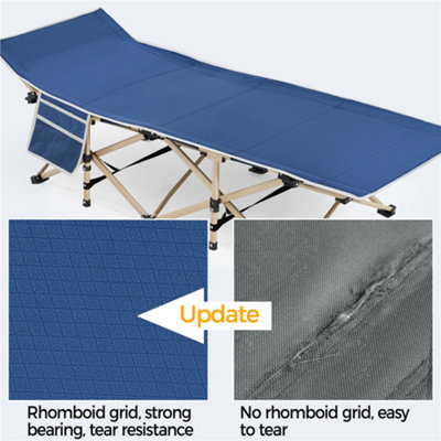 Yaheetech Navy Blue Metal Folding Camping Bed with Carry Bag