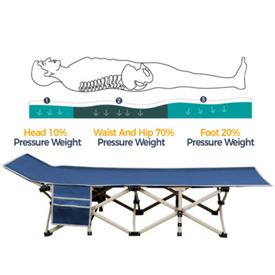 Yaheetech Navy Blue Metal Folding Camping Bed with Carry Bag