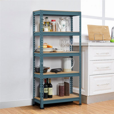 Yaheetech Neptune Blue Metal 5 Tiers Boltless Storage Shelf for Warehouse Home