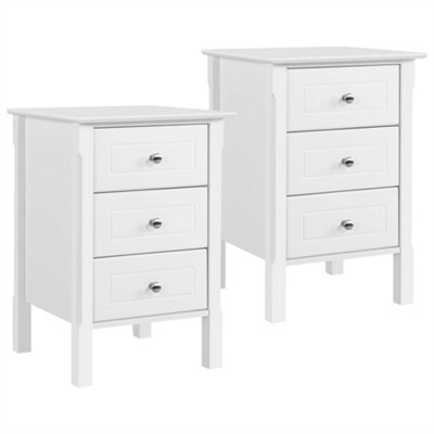 Yaheetech Nightstand End Table with 3 Drawer for Living Room Bedroom White