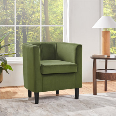 Yaheetech Olive Green Upholstered Velvet Club Chair