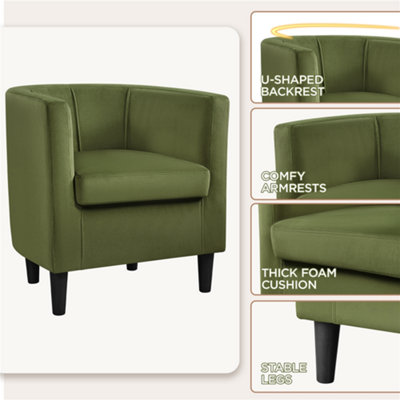 Yaheetech Olive Green Upholstered Velvet Club Chair