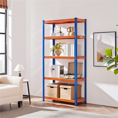 Yaheetech Orange/Blue Metal Storage Rack with 5 Adjustable Shelves