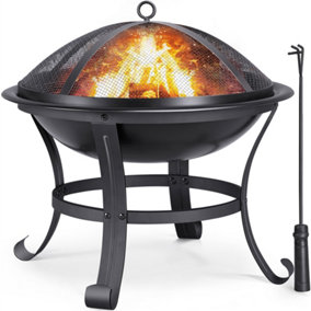 Yaheetech Outdoor Round Fire Pit with Mesh Screen Cover