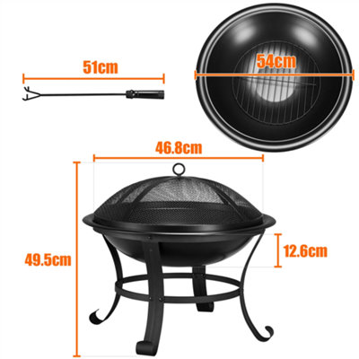 Yaheetech Outdoor Round Fire Pit with Mesh Screen Cover - 3