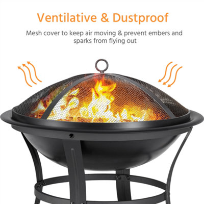 Yaheetech Outdoor Round Fire Pit with Mesh Screen Cover - 7