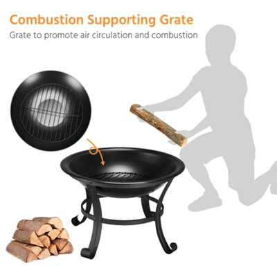 Yaheetech Outdoor Round Fire Pit with Mesh Screen Cover - 8