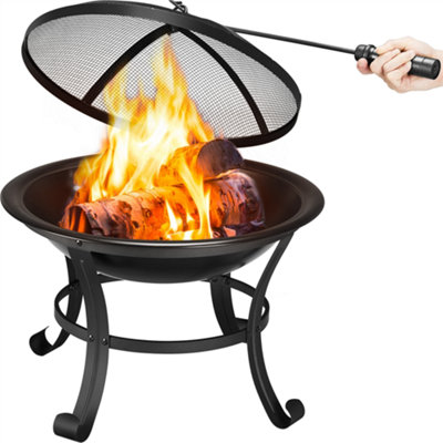 Yaheetech Outdoor Round Fire Pit with Mesh Screen Cover - 9