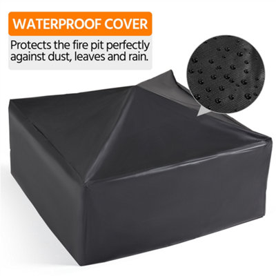 Yaheetech Outdoor Square Fire Pit with Cover and Poker Black - 6