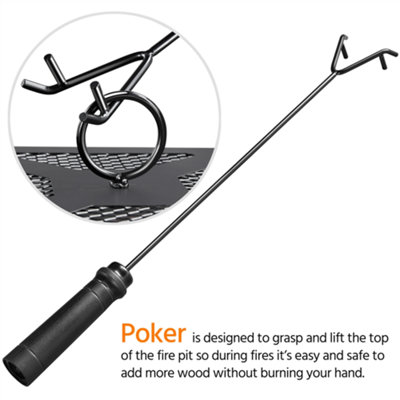 Yaheetech Outdoor Square Fire Pit with Cover and Poker Black - 9