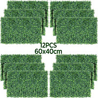 Yaheetech Pack of 12 Artificial Boxwood Hedge Panel Plastic Greenery Boxwood Topiary