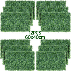 Yaheetech Pack of 12 Artificial Boxwood Hedge Panel Plastic Greenery Boxwood Topiary