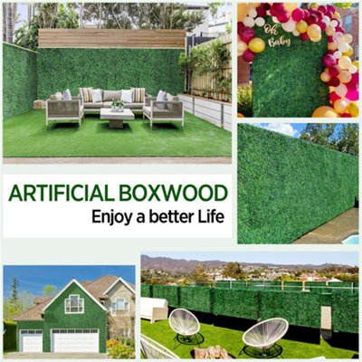 Yaheetech Pack of 12 Artificial Boxwood Hedge Panel Plastic Greenery Boxwood Topiary