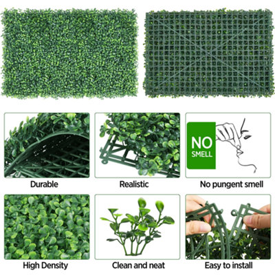 Yaheetech Pack of 12 Artificial Boxwood Hedge Panel Plastic Greenery Boxwood Topiary - 4