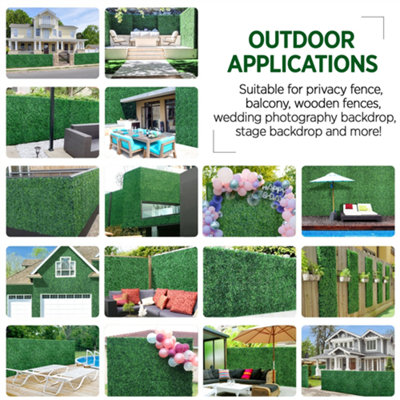 Yaheetech Pack of 12 Artificial Boxwood Hedge Panel Plastic Greenery Boxwood Topiary - 9