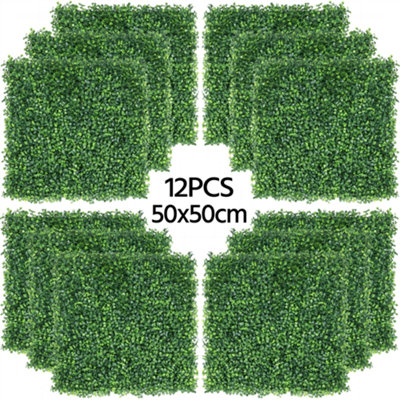Yaheetech Pack of 12 Artificial Boxwood Hedge Panel Plastic Greenery Fence Wall