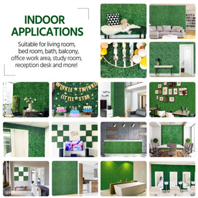 Yaheetech Pack of 12 Artificial Boxwood Hedge Panel Plastic Greenery ...