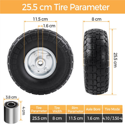 Yaheetech Pack of 2 Wheelbarrow Wheel Sack Truck Tyre 25.5 cm - 3