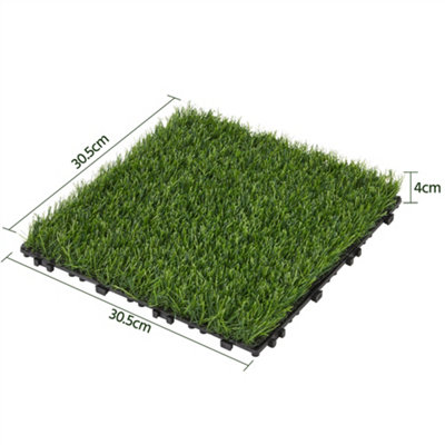 Yaheetech Pack of 27 Artificial Grass Interlocking Turf Tile - 3