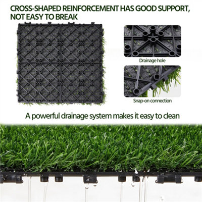 Yaheetech Pack of 27 Artificial Grass Interlocking Turf Tile - 5
