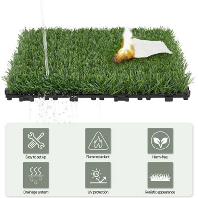 Yaheetech Pack of 27 Artificial Grass Interlocking Turf Tile - 6