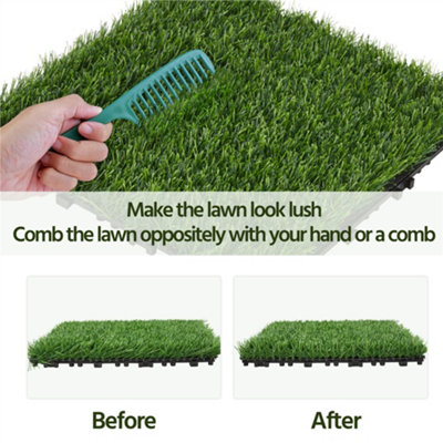 Yaheetech Pack of 27 Artificial Grass Interlocking Turf Tile - 7