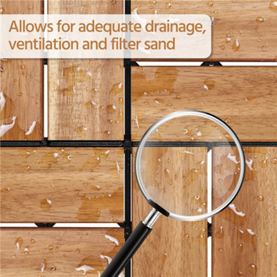 Yaheetech Pack of 27 Interlocking Deck Tiles Waterproof Acacia Wood Flooring Tiles 30cm x 30cm - 5