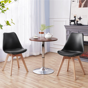 Yaheetech Pack of 4 Black Dining Chairs with Beech Wood Legs