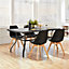 Yaheetech Pack of 4 Black Dining Chairs with Beech Wood Legs