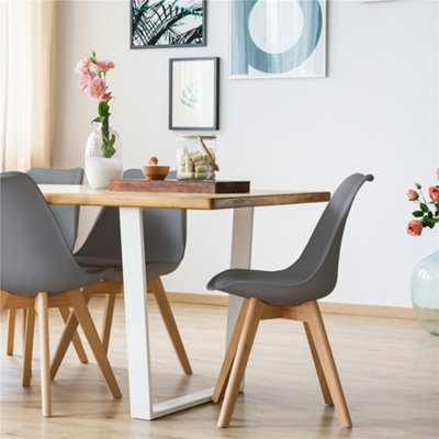 Yaheetech Pack of 4 Dark Grey Dining Chairs with Beech Wood Legs