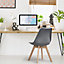 Yaheetech Pack of 4 Dark Grey Dining Chairs with Beech Wood Legs