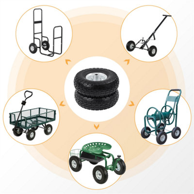 Yaheetech Pack of 4 Wheelbarrow Wheel Sack Truck Tyre 25.5cm