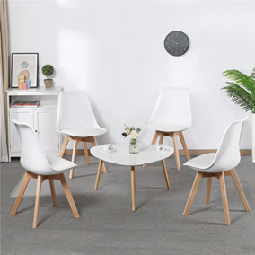 Yaheetech Pack of 4 White Dining Chairs with Beech Wood Legs
