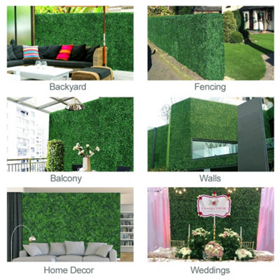 Yaheetech Pack of 6 Artificial Boxwood Hedge Panel Plastic Greenery Artificial Boxwood Topiary