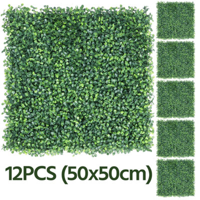 Yaheetech Pack of 6 Artificial Boxwood Hedge Panel Plastic Greenery Artificial Boxwood Topiary - 3