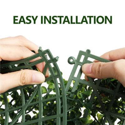 Yaheetech Pack of 6 Artificial Boxwood Hedge Panel Plastic Greenery Artificial Boxwood Topiary - 4