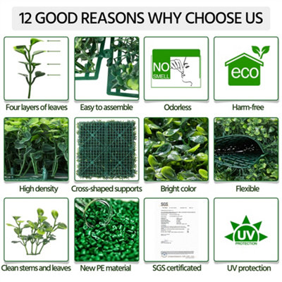 Yaheetech Pack of 6 Artificial Boxwood Panels Green Wall Decor UV Protected Topiary Hedge - 6