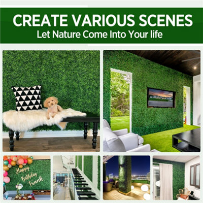 Yaheetech Pack of 6 Artificial Grass Boxwood Hedge Wall Panels Privacy Hedge Screen - 8