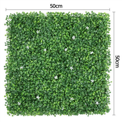 Yaheetech Pack of 6 Artificial Plastic Boxwood Hedge Panel with White Flowers - 3