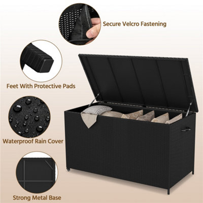 Yaheetech PE Rattan Deck Storage Box with Wheels and Lid for Indoor and ...