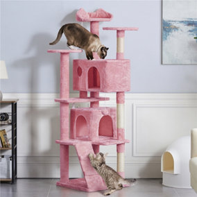 Yaheetech Pink 178cm Multilevel Cat Tree Indoor Plush Cat Tower