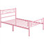 Yaheetech Pink 3ft Single Metal Bed Frame with Cloud-inspired Design Headboard and Footboard