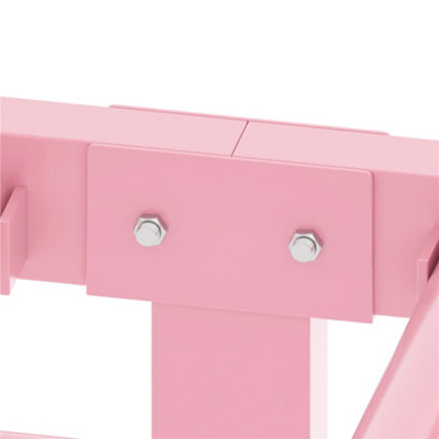 Yaheetech Pink 3ft Single Metal Bed Frame with Cross Design Headboard ...