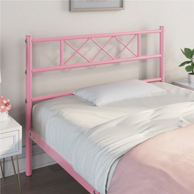 Yaheetech Pink 3ft Single Metal Bed Frame with Cross Design Headboard ...