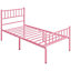 Yaheetech Pink 3ft Single Metal Bed Frame with Slatted Headboard and Footboard