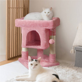 Yaheetech Pink 59cm tall 2-Level Cat Tree Tower with Wide Perch