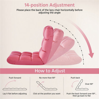 Yaheetech Pink Floor Folding Gaming Sofa Chair with 14 Adjustable Positions