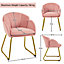 Yaheetech Pink Flower Shape Velvet Armchair Accent Chair with Golden Metal Legs